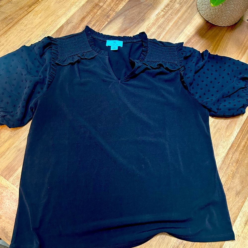 Cece Elegant Black Ruffled Women's Top
